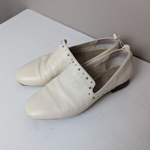 Lord & Taylor White Leather Loafers – Studded Slip-On Shoes Size 9